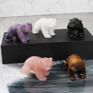 Oso Polar de ojo de tigre amarillo, cristal, venta al por mayor, adorno de piedras preciosas, estatua tallada, escultura de piedra curativa Reiki para decoración del hogar, artesanía - Product Image 6