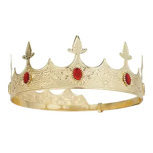 Rétro Royal Gold roi couronne Prince vintage cour couronne accessoires de fête anniversaire réglable roi couronne hommes haute qualité mental diadème