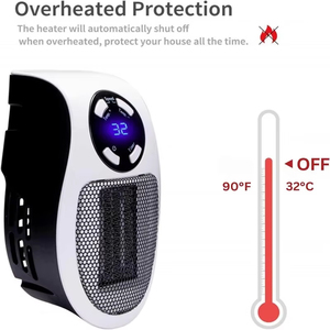 350W Smart Wall Outlet Electric Heaters with Adjustable <b>Thermostat</b> Timer LED Display Space Heater Office Dorm Dog Room - Product Image 3