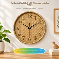 Jam Dinding Anyaman Rotan Bambu ECO 2026 Gaya Zen Cina Jam Quartz Bulat Tanpa Suara Dekorasi Rumah Sederhana Serbaguna untuk Ruang Belajar