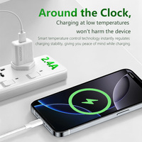 Cargador de Pared USB PD 3.0 de 12W 2.4A con Logotipo Personalizado OEM, Juego de Cables Tipo C, Enchufe para Reino Unido Ecológico e Ignífugo para Uso Universal