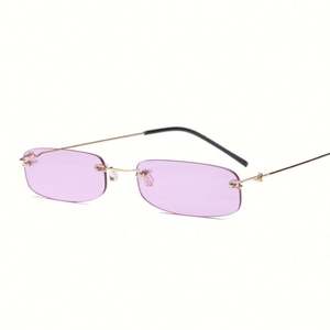 Lunettes de soleil personnalisées 2019, monture petite, lunettes de soleil pour femmes, style rétro, rectangulaires, sans monture, à bord étroit - Product Image 3