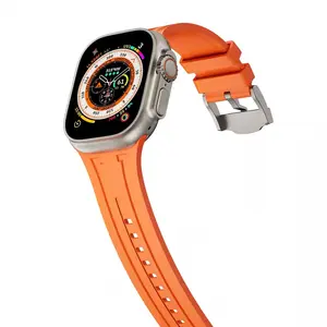 Apple Watch 용 FKM 고무 시계 교체 밴드 Iwatch 용 Ultra49mm 통합 스포츠 실리콘 고무 시계 스트랩 41mm 45mm