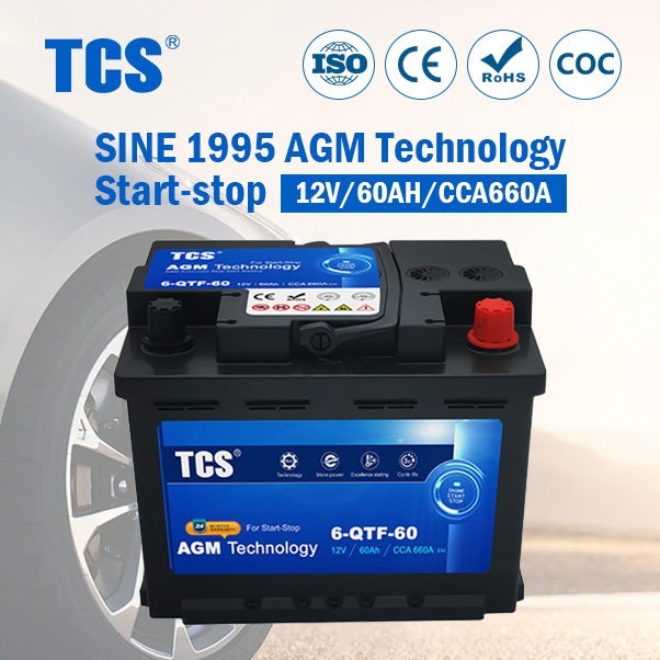 Tcs 6-QTF-60 AGM Starting Automotive Battery Car Engine 12V 60ah Start Stop AGM Battery