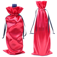Pochettes en soie bleue de haute qualité 15x38 cm, sacs cadeaux en satin pour l'emballage de bouteilles de vin
