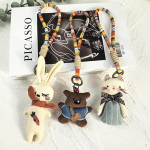Nouveau porte-clés coréen fait main en tissu tissé, pendentif dessin animé, accessoires de mode pour sac, breloque mignonne en forme d'animal - Product Image 4