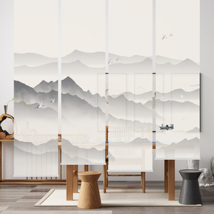 Pantalla de partición de cortina de rodillo especial con estampado de elevación eléctrica con patrón de paisaje de estilo japonés-chino - Product Image 4