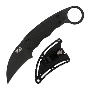 Couteau de survie SOG GB1002-CP Gambit Blackout Full Tang, lame fixe de 2,6 pouces, étui en nylon rigide, clip de ceinture réglable, noir - Product Image 1