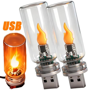 Luce notturna a LED con fiamma tremolante USB, in vetro smerigliato trasparente, effetto fiamma simulata <span class=keywords><strong>per</strong></span> auto, casa, stanza, laptop, PC, decorazione <span class=keywords><strong>per</strong></span> feste - Product Image 5