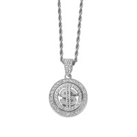 Nouveautés de fête : Collier pendentif dollar punk 3D rotatif et clignotant, plaqué or 18 carats, non toxique, étanche, style hip-hop, décorations tendance