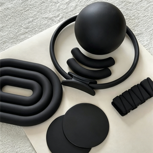 Black Pilates Accessories Set Silicone Wrist and Ankle Weights Ring-Weight Barbell <b>Dumbbells</b> for Exercise Yoga Workout Strength - Product Image 3