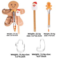 Kit d'ustensiles de pâtisserie de Noël résistants pour la maison : pince alimentaire en silicone, moule à biscuits, spatule à crème, racloir à gâteau – 4 pièces durables
