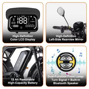 Vélo Électrique OUXI V20 PRO 7 Vitesses Fat Bike 20 Pouces avec Batterie Intégrée 48V Hybride C80 <span class=keywords><strong>Fatbike</strong></span> V8 Vente en Gros pour Adultes - Product Image 2