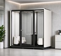 Cabine de bureau insonorisée mobile, cabine acoustique modulaire, structure en acier et aluminium, verre trempé, espace de travail privé