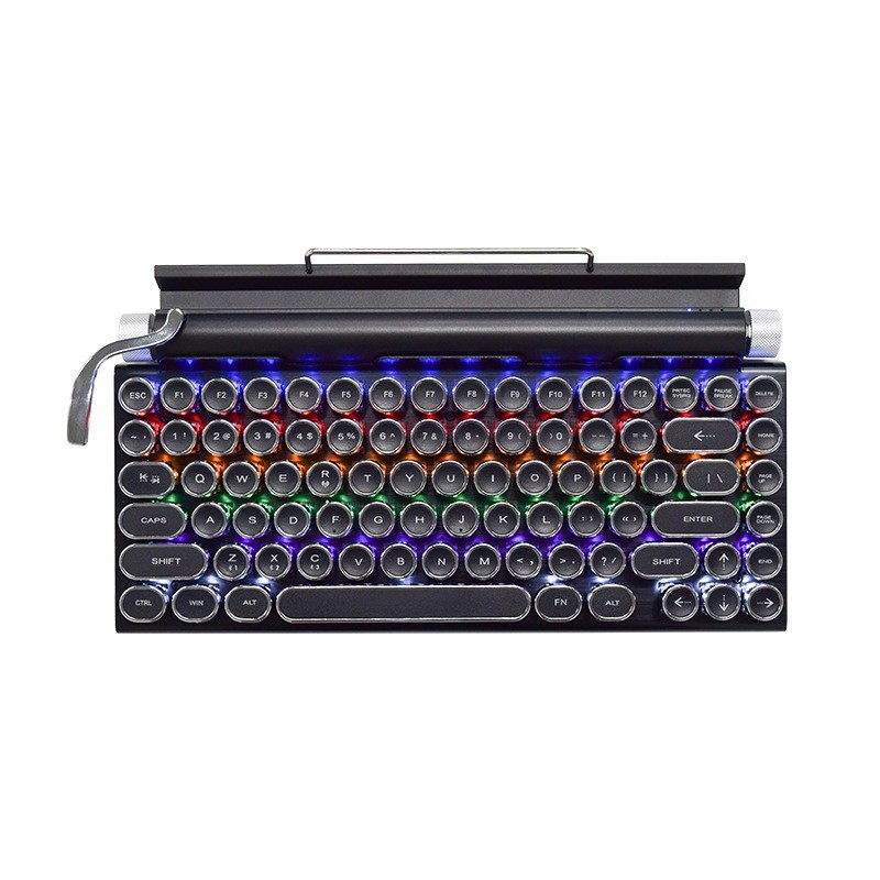 High-quality Retro Punk Mechanical Keyboard With Wired/bluetooth Dual-mode Connection,Full Key Flush Free Keyboard