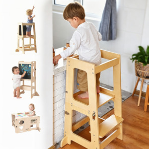 Toddler <b>Learning</b> <b>Tower</b> Converts Into Desk and Chair for Creative <b>Learning</b> Pine Wood Modern Foldable Kitchen Helper For Kids - Product Image 1