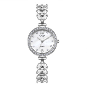 ผู้ผลิต ODM OEM รับทำโลโก้ตามสั่ง <span class=keywords><strong>นาฬิกา</strong></span>ข้อมือ<span class=keywords><strong>ผู้หญิง</strong></span>หรูหราประดับมุกและเพชรเที<span class=keywords><strong>ย</strong></span>ม สีเงินและโรสโกลด์ สำหรับเป็นของขวัญบริษัท - Product Image 6