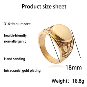 Eagle <b>Ring</b> Men's Gold Stainless Steel Retro Punk Style Animal Design Gift Jewelry 27037 - Product Image 5