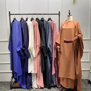 Grosir biru laut niqab-Baju Muslim Wanita, Pakaian Abaya Prayer Wanita Hijab Muslim Burqa Khimar Niqab