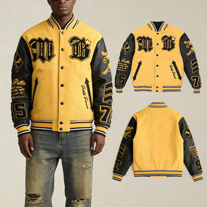 <span class=keywords><strong>Giacca</strong></span> Varsity Personalizzabile da <span class=keywords><strong>Uomo</strong></span> Reversibile in Lana con Maniche in <span class=keywords><strong>Pelle</strong></span> PU, <span class=keywords><strong>Giacca</strong></span> Ricamata OEM per <span class=keywords><strong>Uomo</strong></span> - Product Image 1