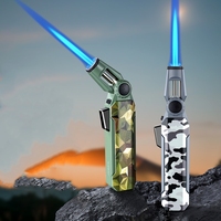 Briquet rechargeable au butane coupe-vent à flamme à jet unique avec verrouillage de sécurité, tête de torche pliable