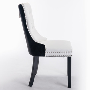 Silla de Comedor Tapizada en Terciopelo PU de Alta Gama, Diseño Moderno con Mechones, Base de Madera Sólida - Product Image 4