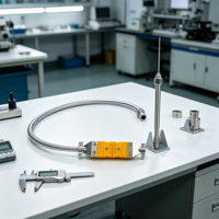 Sensor Suhu Industri Tipe K Berbentuk L dengan Kabel Terlindung Fleksibel