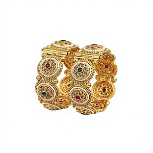 CRADLE LIFE Bracelets ethniques ouvrables en laiton plaqué or faits à la main pour femmes - Coffret cadeau pour la Fête des Mères, la Saint-Valentin, un mariage - Product Image 1