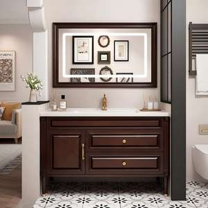 Mobile bagno a colonna con armadietto, specchio smart, lavabo e <span class=keywords><strong>dimensioni</strong></span> personalizzabili, ideale per ville. - Product Image 2