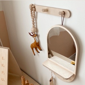 Espejo de madera montado en la pared al por mayor decoración ecológica tocador <span class=keywords><strong>Montessori</strong></span> espejo de bebé espejo de maquillaje para niños - Product Image 2