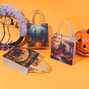 Sac fourre-tout en lin Dry Power Halloween 15x18x7cm, sac à bonbons imprimé pour fournitures de fête - Product Image 2
