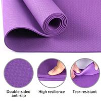 Tapis de yoga 183x61cm 6mm TPE double face antidérapant durable résistant aux déchirures pour la maison, la salle de sport et les entraînements en intérieur
