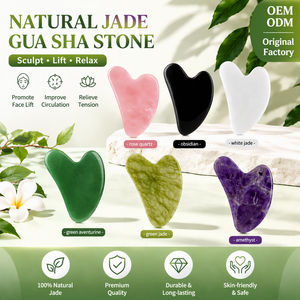 Planche de <span class=keywords><strong>Gua</strong></span> <span class=keywords><strong>Sha</strong></span> en <span class=keywords><strong>jade</strong></span> pour le visage et le corps, outil de grattage en pierre de cristal pour le modelage du visage, le drainage lymphatique et le soulagement de la tension musculaire - Product Image 1