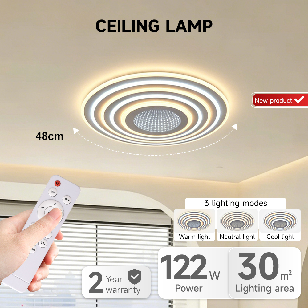 Quality Assurance Modern Smart Ceiling Lamp 122W Indoor Living Room Remote Control Dimmable Led Ceiling Light