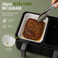 Papiers de cuisson rectangulaires pour friteuse à air 20,5x14cm, 50 pièces, blancs, jetables, antiadhésifs, en papier sulfurisé pour friteuse à air à double panier, conformes FDA