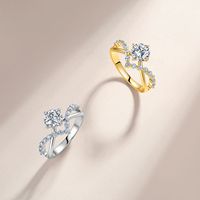 Bague en argent S925 incrustée de moissanite 1,4 carats, style français élégant et luxueux, couleur D, clarté, double face, à niveaux, pour anniversaire