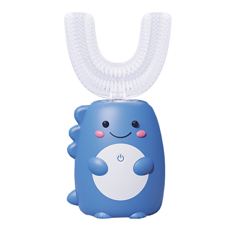 U-образный безопасный силиконовые детские электрическая зубная щетка возраста От 2 до 6 лет с изображением динозавра и О-образным