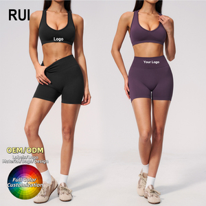 RUIQUWIN OEM Nuevo Conjunto de Yoga de Cintura Alta para Mujer, Leggings Deportivos Sin Costuras de Alta Elasticidad, Conjunto de Sujetador Deportivo Transpirable - Product Image 1