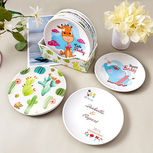 Nuevos <span class=keywords><strong>platos</strong></span> de <span class=keywords><strong>melamina</strong></span> reutilizables redondos estampados personalizados al por mayor - Product Image 2