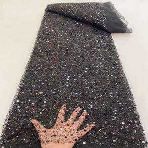 2021 Fashionable Handmade Beaded Embroidered Sequin <strong>Fabric</strong> <strong>Soft</strong> <strong>Lace</strong> <strong>Fabric</strong> Multi-color Optional - Product Image 6