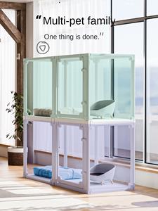 قفص حيوانات أليفة قابل للتخصيص بطبقتين، بانورامي عالي الشفافية، قفص متعدد الطبقات للقطط والأرانب، مُسمك ومقاوم للسقوط - Product Image 3