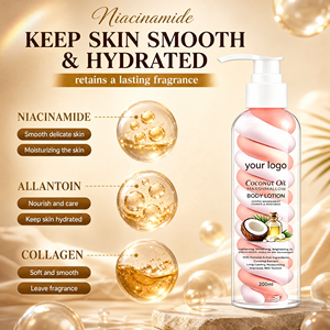 Lotion corporelle végane, crème hydratante pour le corps, soin de <span class=keywords><strong>la</strong></span> <span class=keywords><strong>peau</strong></span>, hydratation intense, adoucit, soulage <span class=keywords><strong>la</strong></span> sécheresse et <span class=keywords><strong>la</strong></span> tension cutanée, lotion corporelle à l'huile de coco, 200 ml, OEM - Product Image 3