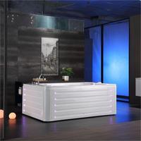 Impresionante Bañera Rectangular Independiente de 1.92m, con Luces LED de Colores, 3 Reposacabezas Confortables