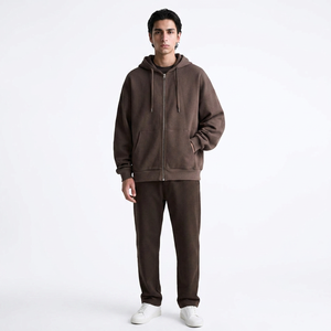 custom Men's hoodies zip up oversize hoodie puff printing logo streetwear double zip hoodies for men - Product Image 1