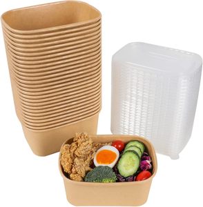Boîtes à lunch jetables en papier de haute qualité avec couvercles transparents, contenants d'emballage alimentaire personnalisables pour usage personnel et fêtes - Product Image 1