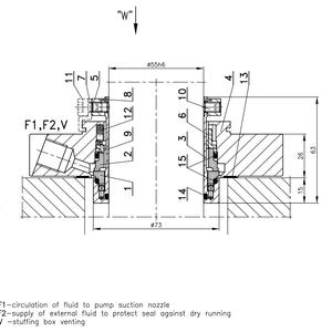 Segel mekanis kartrid G-N.179 tipe kustom 55BE2/11 55BE2/11-Q Q V <span class=keywords><strong>M</strong></span> untuk pompa O-BE2-055-Q1R-11-1 DWG ukuran 55mm - Product Image 2