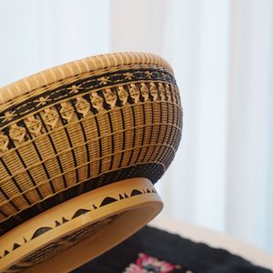 Handmade <b>Bamboo</b> Storage <b>Basket</b> Round 26cm Top Diameter Living Room Neatening Storage Woven <b>Baskets</b> - Product Image 3