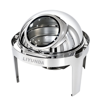 Chauffe-Plat Professionnel LIYUNDA 6L à Couvercle Roulant, Chauffe-Plat à Vapeur en Acier Inoxydable Blanc, Noir, Argent pour Buffet, Traiteur et Fêtes