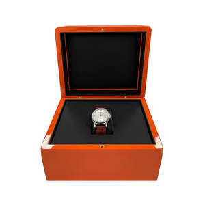 Exquisita Caja de Reloj de Madera Naranja Brillante, Rectangular, de Alta Gama, Ecológica, Hecha a Mano, con Logotipo Personalizable, Reciclable, Modelo DS - Product Image 5