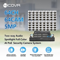 Sistem Kamera NVR 4COVR 5MP 64-Saluran Profesional Keamanan Bisnis Visi Malam Berwarna Audio 2 Arah PoE IP Deteksi Intrusi AI